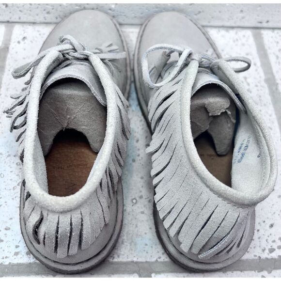 J Crew Fringed Macalister Suede Boot Tassel Laces Grey Tan Size 9 NWOB - Picture 7 of 13